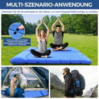 Saltea de camping gonflabilă NAPASA, grosime 14 cm, cu pompă de picior integrată și pernă, impermeabilă, albastră – pentru drumeții, plajă, călătorii, cort 5