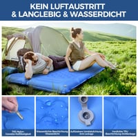 Saltea de camping gonflabilă NAPASA, grosime 14 cm, cu pompă de picior integrată și pernă, impermeabilă, albastră – pentru drumeții, plajă, călătorii, cort 3
