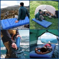 Saltea de camping gonflabilă NAPASA, grosime 14 cm, cu pompă de picior integrată și pernă, impermeabilă, albastră – pentru drumeții, plajă, călătorii, cort 7