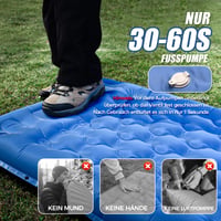 Saltea de camping gonflabilă NAPASA, grosime 14 cm, cu pompă de picior integrată și pernă, impermeabilă, albastră – pentru drumeții, plajă, călătorii, cort 4