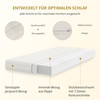 NAPSIE 7-zónový matrac zo studenej peny 90x200 cm H3 stredne tvrdý ergonomický hypoalergénny antibakteriálny snímateľný prateľný poťah Oeko-Tex 16 cm 5