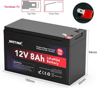 NASTIMA 12V 8Ah LiFePO4 Akkumulátor BMS Védelemmel, 4000 Ciklus, Napelem Rendszerhez 6