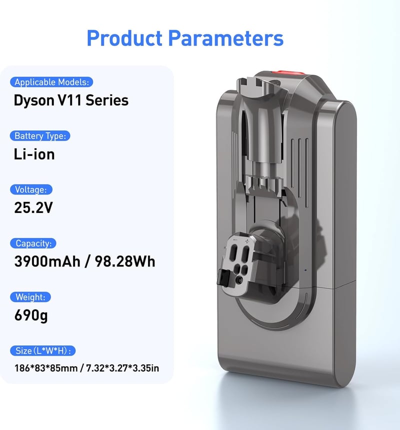 NASTIMA 25.2V 3900mAh Li-ion Akkumulátor Dyson V11 V15 Porszívóhoz