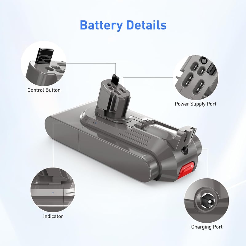 NASTIMA 25.2V 3900mAh Li-ion Akkumulátor Dyson V11 V15 Porszívóhoz