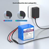 Nabíjateľná lítium-iónová batéria NASTIMA 4000 mAh 88,8 Wh 24 V pre Bluetooth reproduktory, RC autá a solárne systémy – s nabíjačkou a konektormi 7