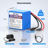 Nabíjateľná lítium-iónová batéria NASTIMA 4000 mAh 88,8 Wh 24 V pre Bluetooth reproduktory, RC autá a solárne systémy – s nabíjačkou a konektormi 5