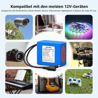Nabíjateľná lítium-iónová batéria NASTIMA 6400 mAh 71,04 Wh 12 V pre kamery, videokamery, CCTV kamery, smerovače, rádiá – s nabíjačkou a konektorom 8