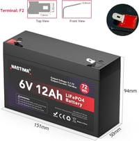 NASTIMA 6V 12Ah LiFePO4 Akkumulátor BMS Védelemmel, 4000 Ciklus 6