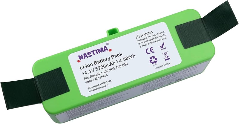 NASTIMA Xlife 14,4V 5200mAh Lítium-ion Akkumulátor iRobot Roomba Porszívókhoz - Kompatibilis 600-900 Sorozattal, 3,5 Órás Üzemidő