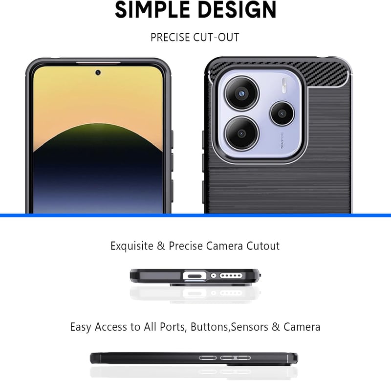 Natbok Redmi Note 14 5G ütésálló TPU tok, csúszásmentes fekete bumper védelem
