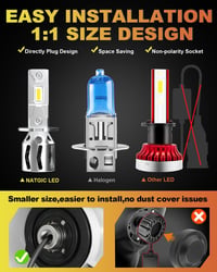 NATGIC H3 LED Fényszóró Izzó 16000LM 80W 6500K Xenon Fehér Autó Lámpa 2