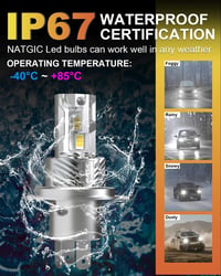 NATGIC H4 LED fényszóró izzó 20000LM 100W 6500K xenon fehér autó lámpa 5