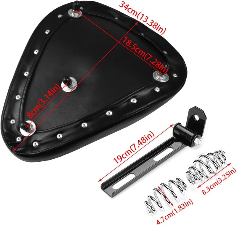 NATGIC Harley Motoros Solo Ülés Párna Rugós Nyereg Fekete Cruiser Bobber Chopper
