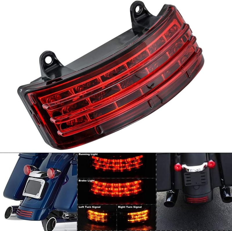 NATGIC Hátsó LED Lámpa Harley Davidson FLHX FLTRX Street Glide Touring Motorokhoz - Féklámpa, Irányjelző és Helyzetjelző Funkció - Piros Len