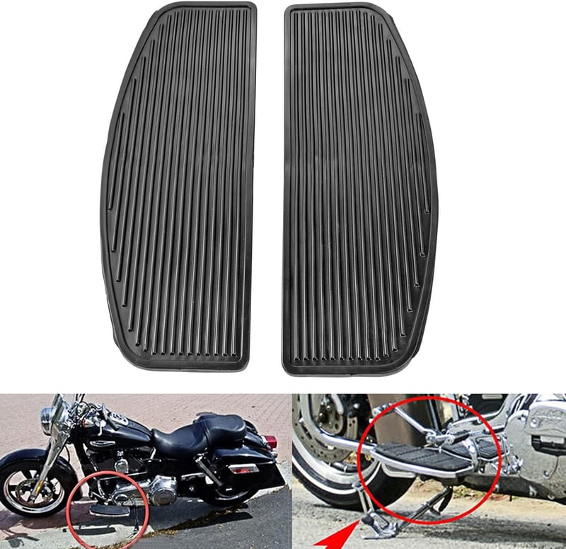NATGIC Univerzális Motorkerékpár Lábtartó Gumibetét - Csúszásmentes Első Lábtámasz Harley Touring Modellekhez - Fekete Gumi Padlólap Szett