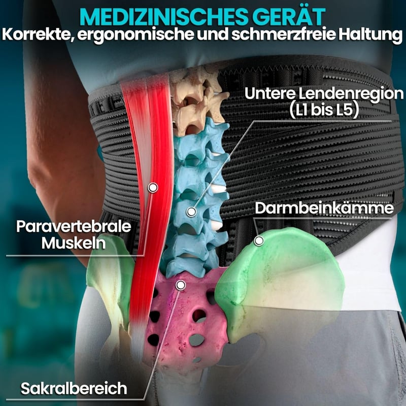 NativoDex Hátfájás Elleni Támogatóöv - Lumbális Gerincstabilizáló Hátöv Merevítővel