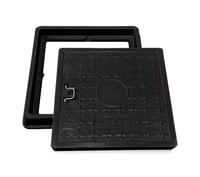 Natotela GRP üvegszálas aknafedél kerettel és fogantyúval 450x450 mm, nyílásméret 356x356 mm, A15, fekete - gyephez, udvarhoz, kerthez, teraszhoz 1