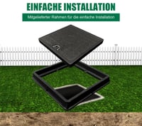 Natotela GRP üvegszálas aknafedél kerettel és fogantyúval 450x450 mm, nyílásméret 356x356 mm, A15, fekete - gyephez, udvarhoz, kerthez, teraszhoz 7