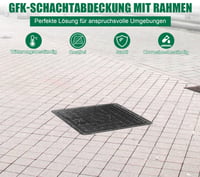 Natotela GRP üvegszálas aknafedél kerettel és fogantyúval 450x450 mm, nyílásméret 356x356 mm, A15, fekete - gyephez, udvarhoz, kerthez, teraszhoz 3