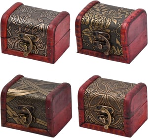 NATUCE set malih drvenih gusarskih škrinja za blago - 8x6,5x6 cm - 4 kom.