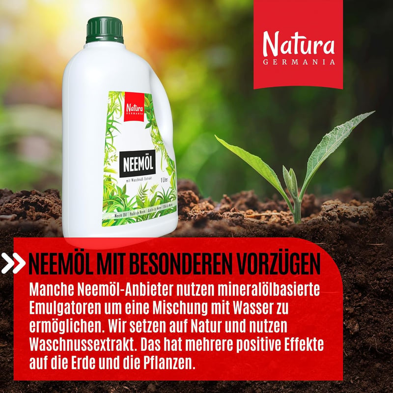 Natura Germania Neem Oil 1000ml Szappanmag Kivonattal - 100L Permetezőoldat + Spray Flakon