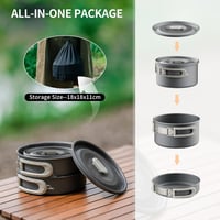 Naturehike 2-7 fős kemping lábas készlet főzőedény szett piknikhez túrázáshoz grillhez szürke tartótáskával 2