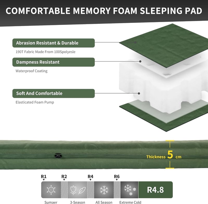 Naturehike 5cm önfelfújó kemping matrac R4.8 összekapcsolható sátorhoz és függőágyhoz