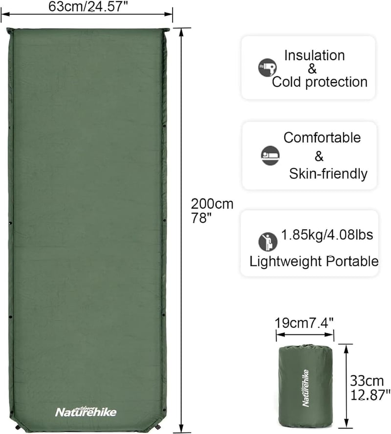 Naturehike 5cm önfelfújó kemping matrac R4.8 összekapcsolható sátorhoz és függőágyhoz