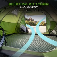 Cort Ultralejer Naturehike Bleik de 2 Persoane cu 2 Antreuri pentru Camping și Trekking - Verde 3