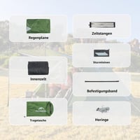 Cort Ultralejer Naturehike Bleik de 2 Persoane cu 2 Antreuri pentru Camping și Trekking - Verde 8