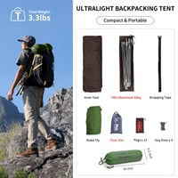 Cort ultraușor pentru o persoană Naturehike Cloud Up, verde pădure - Cort de camping tip cupolă, ultralight, pentru drumeții cu rucsacul, 20D 6