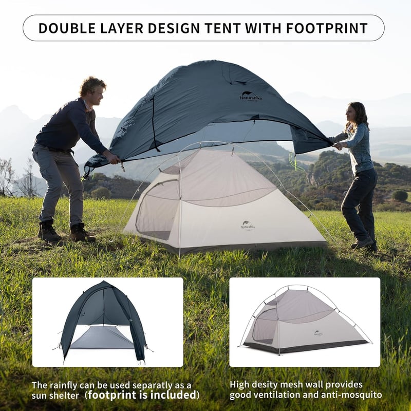 Naturehike Cloud Up 2 Ultralight Kempingstan 2 Személyes Vízálló Hátizsák Túrázáshoz