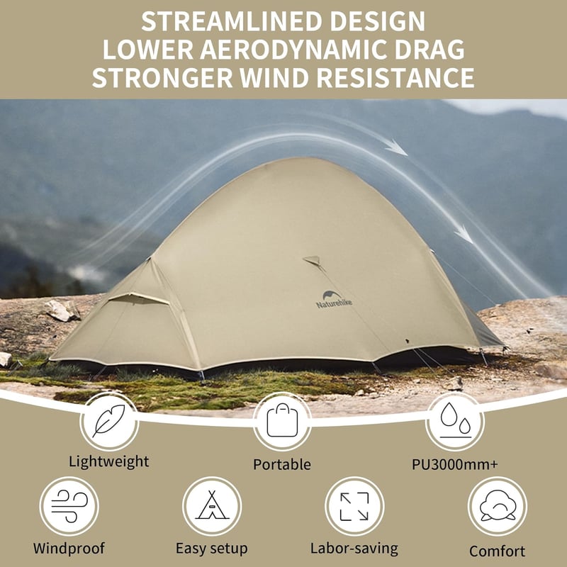Naturehike Cloud Up Pro 2 személyes könnyű sátor, szélálló vízálló kupola kemping sátor