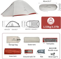 Naturehike Cloud Up Pro 2 személyes ultrakönnyű sátor kempingezéshez és túrázáshoz 2