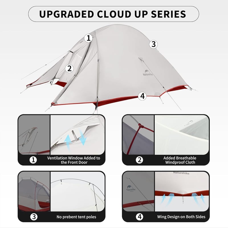 Naturehike Cloud Up Pro 2 személyes ultrakönnyű sátor kempingezéshez és túrázáshoz