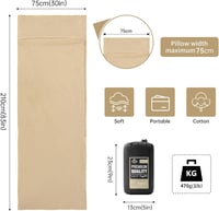 Naturehike Hálózsák Betét 100% Pamut Ultrakönnyű Sárga 210x75cm Nyári Túrázáshoz Szállodákhoz Hordtáskával 2