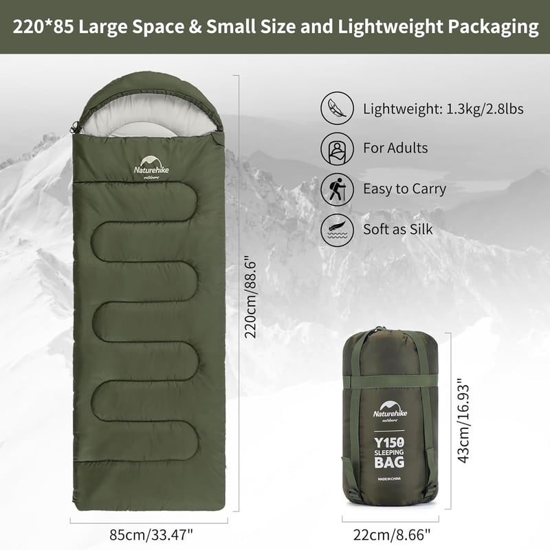 Naturehike Hálózsák Felnőtt 3 Évszakos Ultrakönnyű Hordozható Téglalap Alakú Kempingzsák Zöld 85x205cm Túrázáshoz