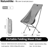 Naturehike összecsukható kemping szék - szürke - L méret 2