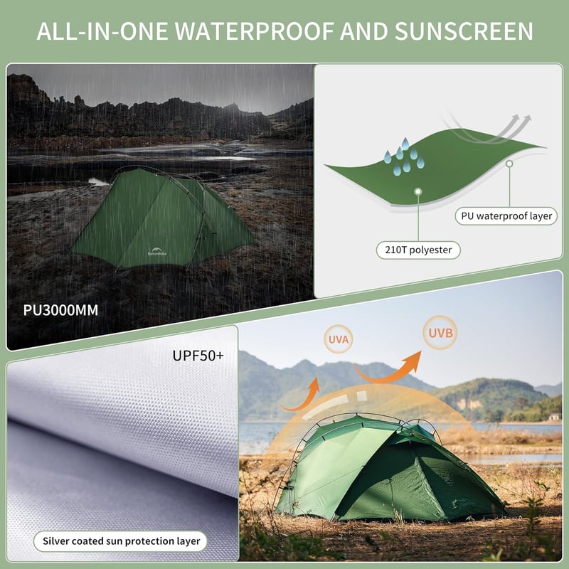 Naturehike Professional 2 személyes vízálló ultralight sátor 3-4 évszakos kempingezéshez