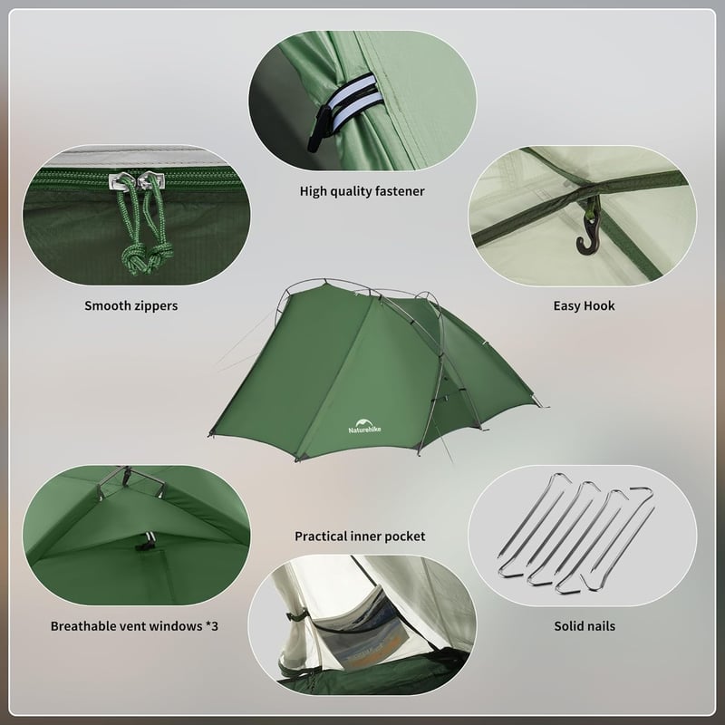 Naturehike Professional 2 személyes vízálló ultralight sátor 3-4 évszakos kempingezéshez