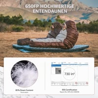 Naturehike Snowbird RDS páperový spací vak typu múmia – Unisex outdoorový kempingový spacák z kačacieho peria pre dospelých 3