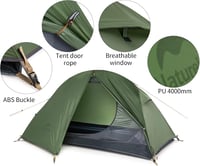 Naturehike Ultrakönnyű Sátor 1 Személyes - Vízálló Túrasátor 4 Évszakos Használatra, Szélálló Kialakítás Hátizsákos Túrázáshoz, Kempingezésh - Forest Green - 1 Person 3