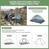 Naturehike Hillock 2 személyes könnyű túrázósátor - zöld 7
