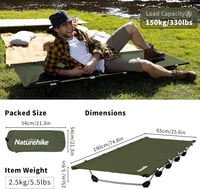 Naturehike ultralight kemping ágy 150 kg terhelhetőséggel, hordozható összecsukható kempingágy - Dark Green 2
