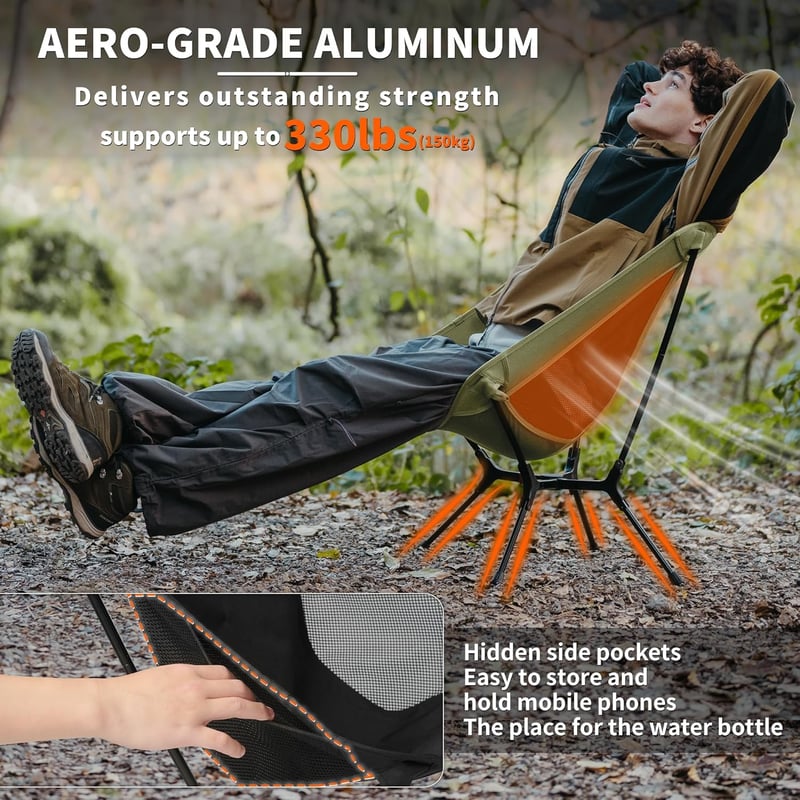 Naturehike Ultralight Összecsukható Camping Szék Zöld M - Könnyű Hordozható Kempingszék Túrázáshoz