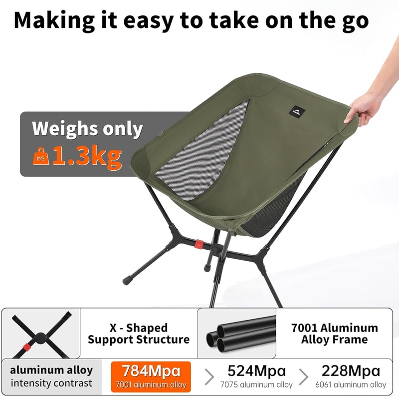 Naturehike Ultralight Összecsukható Camping Szék Zöld M - Könnyű Hordozható Kempingszék Túrázáshoz