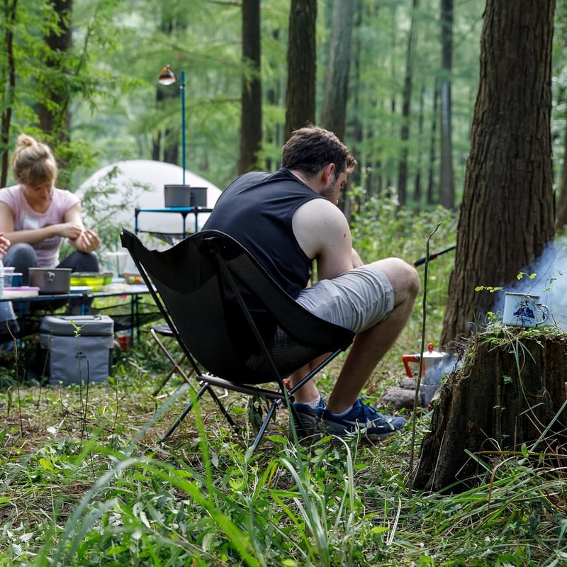 Scaun de camping pliabil Naturehike Ultralight Negru, capacitate 150 kg, pentru pescuit, picnic, drumeții, activități în aer liber