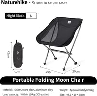 Scaun de camping pliabil Naturehike Ultralight Negru, capacitate 150 kg, pentru pescuit, picnic, drumeții, activități în aer liber 3