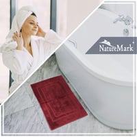 NatureMark set kupaonskih otirača od 2 komada, 100% pamuk, 50x80 cm, bordo crveni, protuklizna prostirka za tuš, dvodijelni paket 5