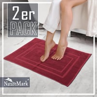 NatureMark set kupaonskih otirača od 2 komada, 100% pamuk, 50x80 cm, bordo crveni, protuklizna prostirka za tuš, dvodijelni paket 6
